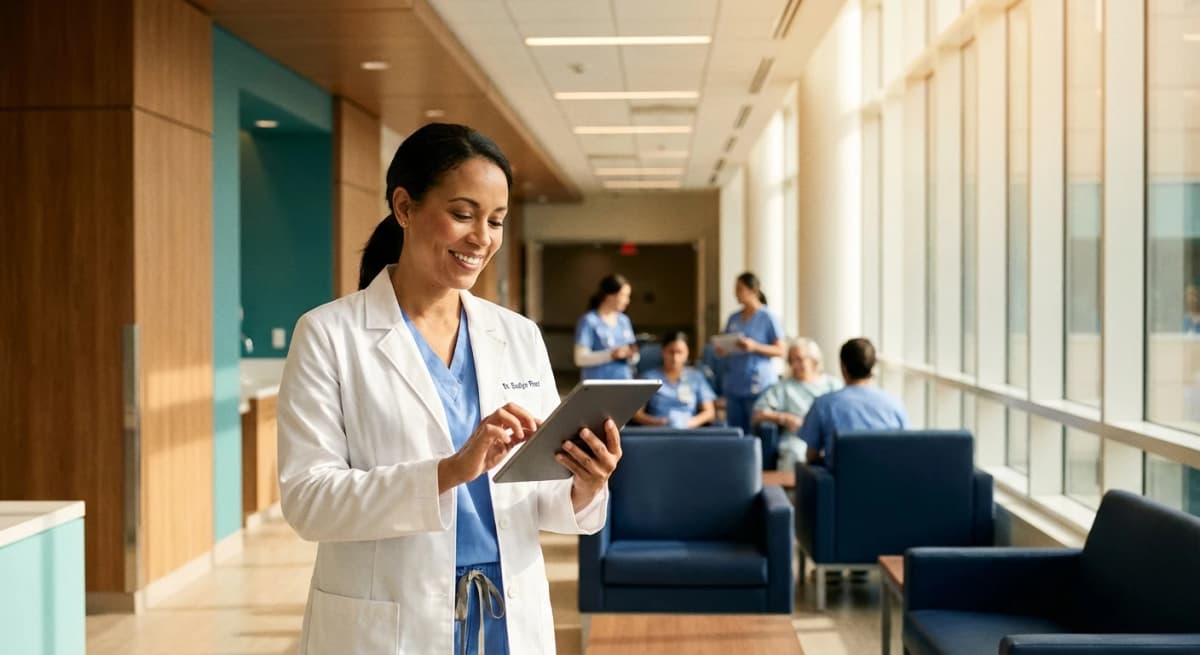Doctor using tablet